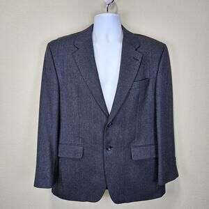 Chaps Ralph Lauren Blazer Mens 40S Gray Herringbone Lambs Wool Tweed VTG 90s Y2K